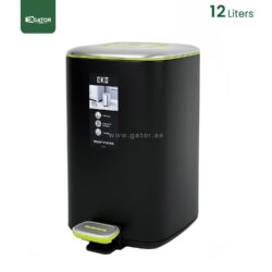 EKO Stainless Steel Square Step Trash Bin| Soft Closing Lid Black