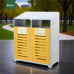 Outdoor Recycle Metal Coated Trash bin 80+80 Liter