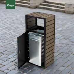 Outdoor Bin Stainless Steel Trash Bin with Galvanized inner 63 L