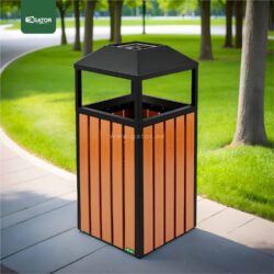 Ashtray Outdoor Metal with Plastic Wood Bar | 40 LTRS
